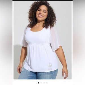 Torrid Lucas Star Wars Leia Georgette Flutter Sleeve Top